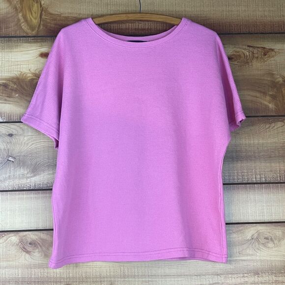 Merokeety Tops - Merokeety Womens Sweater Top‎ Large Waffle Knit Short Sleeve Pullover Pink